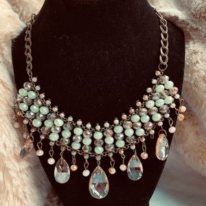 Fashion necklace gorgeous green and peach tones